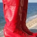Vintage 80s BOOTS Red Hot LEATHER Mid Calf Size 7M