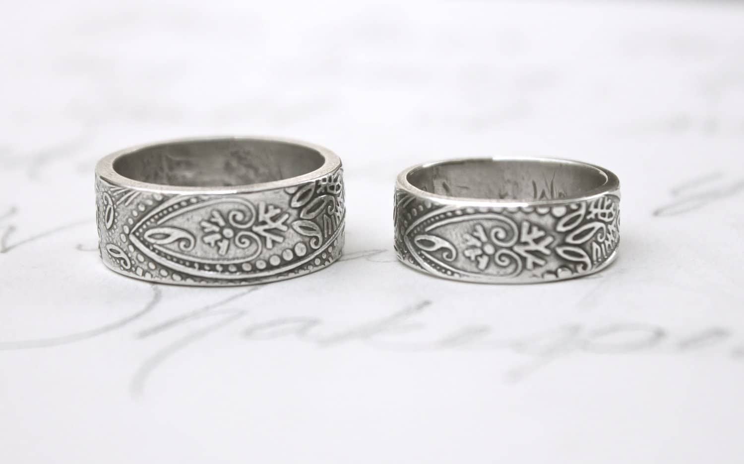 Thick silver wedding rings