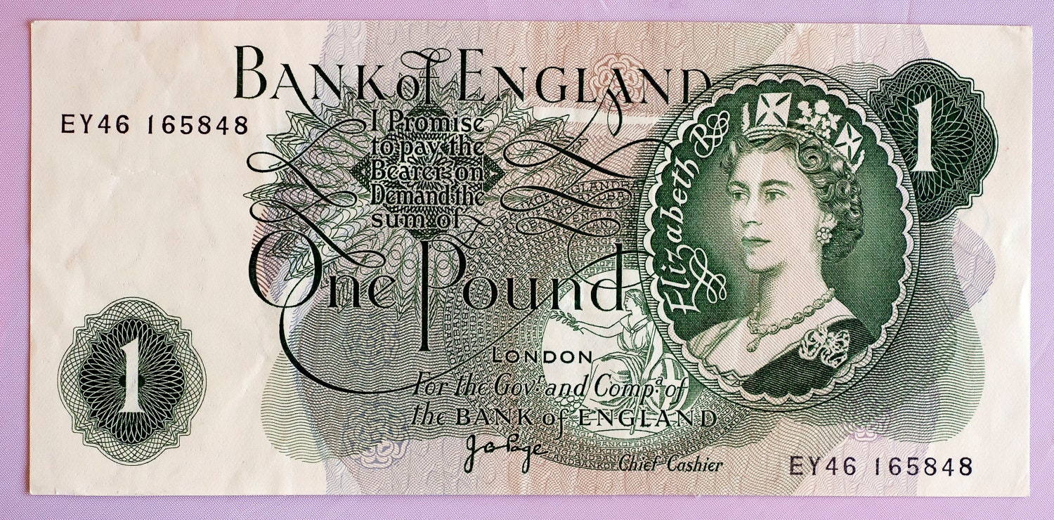 Bank of England 1 Pound Note Great Britain 1970-1977 P374G