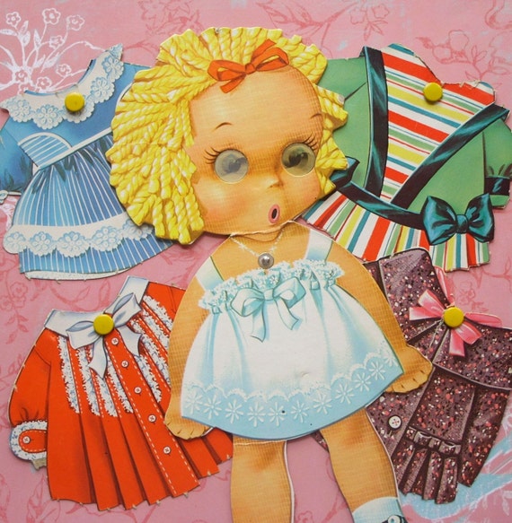 Vintage Mimi Paper Doll with Flirty Eyes and Snap On Clothes