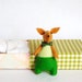 Green felt rabbit miniature plush in matchbox