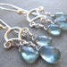 Moss Aquamarine Earrings, Sterling Silver Links Dangle