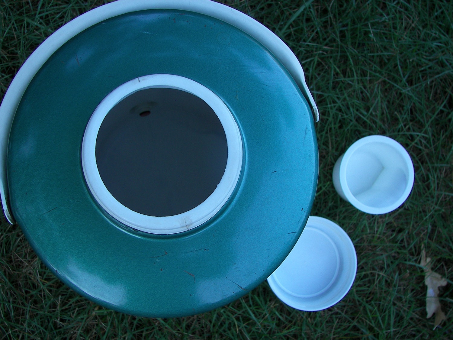 Vintage Coleman Water Cooler Jug 3 Gallon Green and White