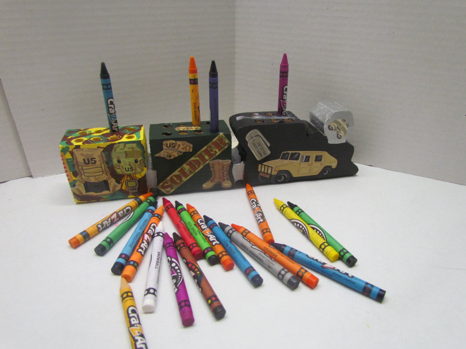 Crayon HolderMilitary Crayon Holder Wooden Army Crayon Train