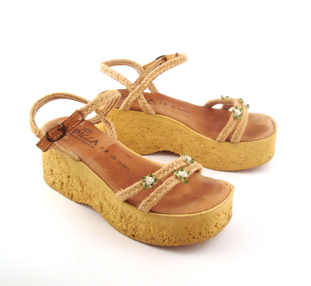 sbicca sandals sbicca platform sandals vintage 1980s jute with flowers shoes sbicca sandals sbicca platform sandals vintage 1980s jute with flowers shoes