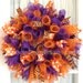 CLEMSON Tigers Deco Mesh Dorm Tailgating Wreath Orange Purple