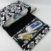 Diaper Clutch with clear zipper pouch-- Dandy Damask Black