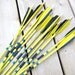 Vintage Set of 12 Yellow Arrows and Brown Leather Quiver - Farmhouse Chic - Industrial Decor