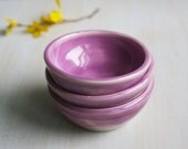 Prep Bowls Set of Three Ceramic Raspberry Glazed Kitchen Prep Bowls - Pink Purple Small Bowls Ready to Ship USA - sheilasart