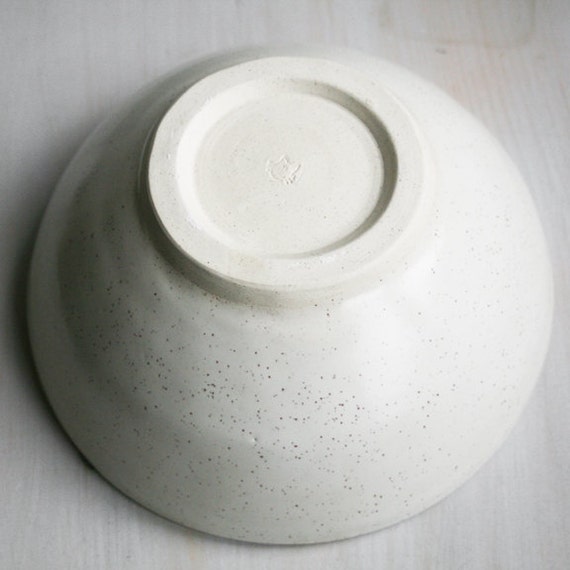 Extra Large White Serving Bowl Handmade White Speckled Rustic