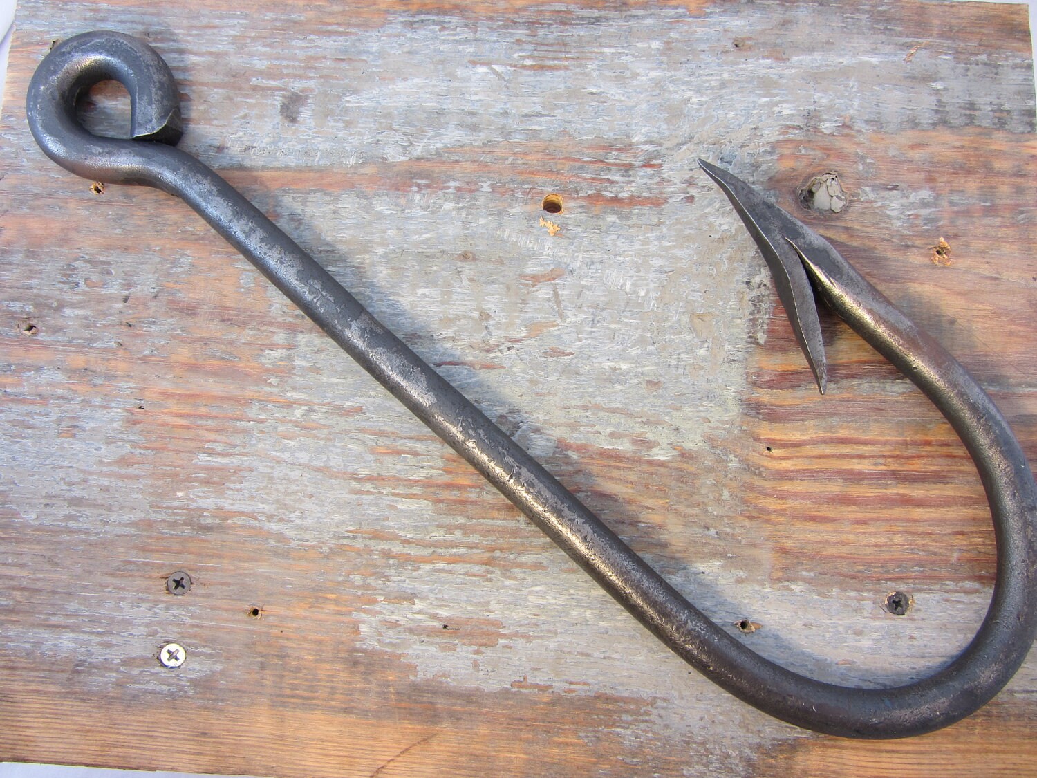 Decorative extralarge steel fish hook by Weismetals