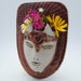 ceramic face planter garden art mask wall planter rust red head planter