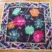 Beautiful Silk Floral Scarf - Pink, Green, Orange on Black, 32 inches Square