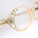 Vintage 60s Peach Cat Eye Glasses Eyeglasses Sunglasses Frame With Rhinestones and Pearls