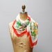 vintage 1940s silk scarf. floral rose print with red border