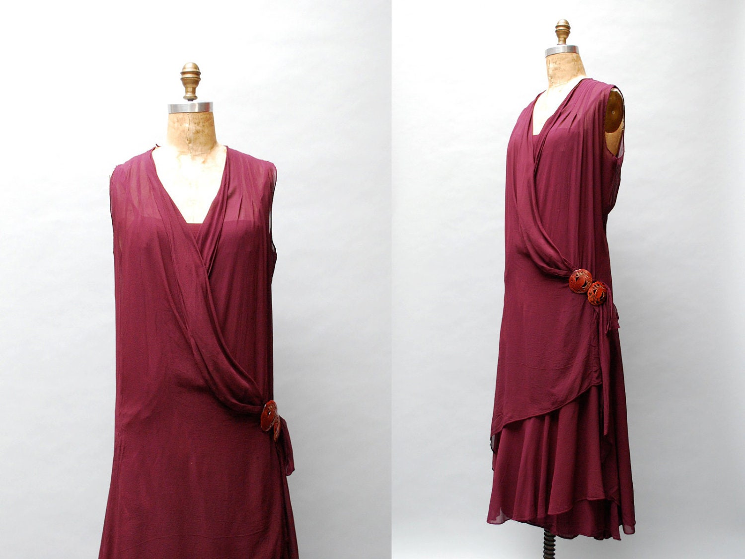 vintage 1920s plus size dress. flapper silk. XL 1X
