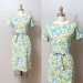 SALE - 1950s Dress - Blue and Green Floral Garden Dress