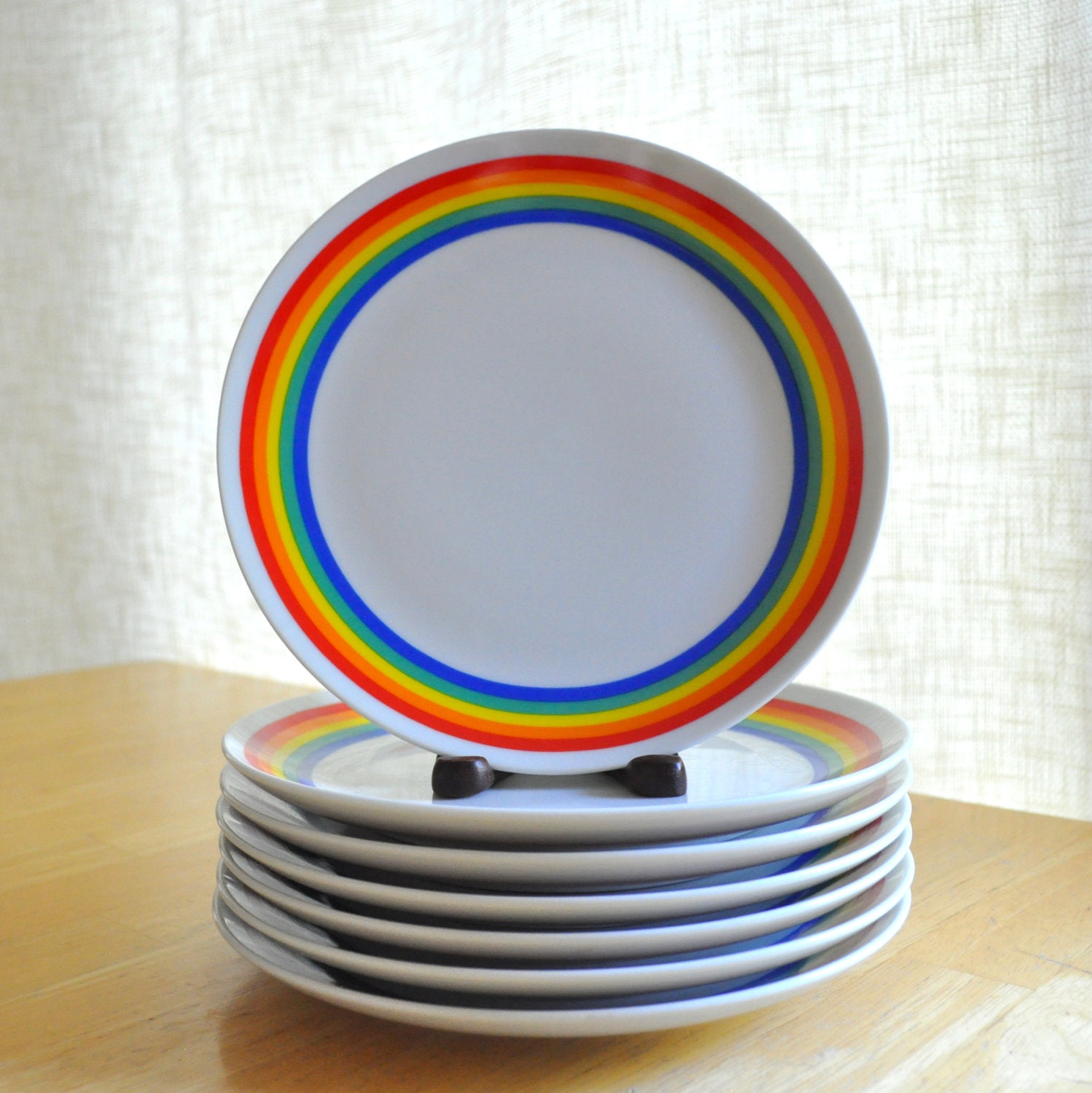 RESERVED rainbow plates set of seven vandor by thecreekhouse