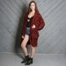 1980s COCOON JACKET / Ruby Red Batik Bamboo Draped Duster