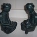 Mid Century Asian Chinese figurines Statues Accountant Scribe Deep Jade Green Color 1962 Austin Products