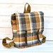 Ready to ship LAST ONE // Waterproof Plaid Backpack in Mustard 6 pockets Honey Gold titanium Whitecap Gray French roast plaid preppy