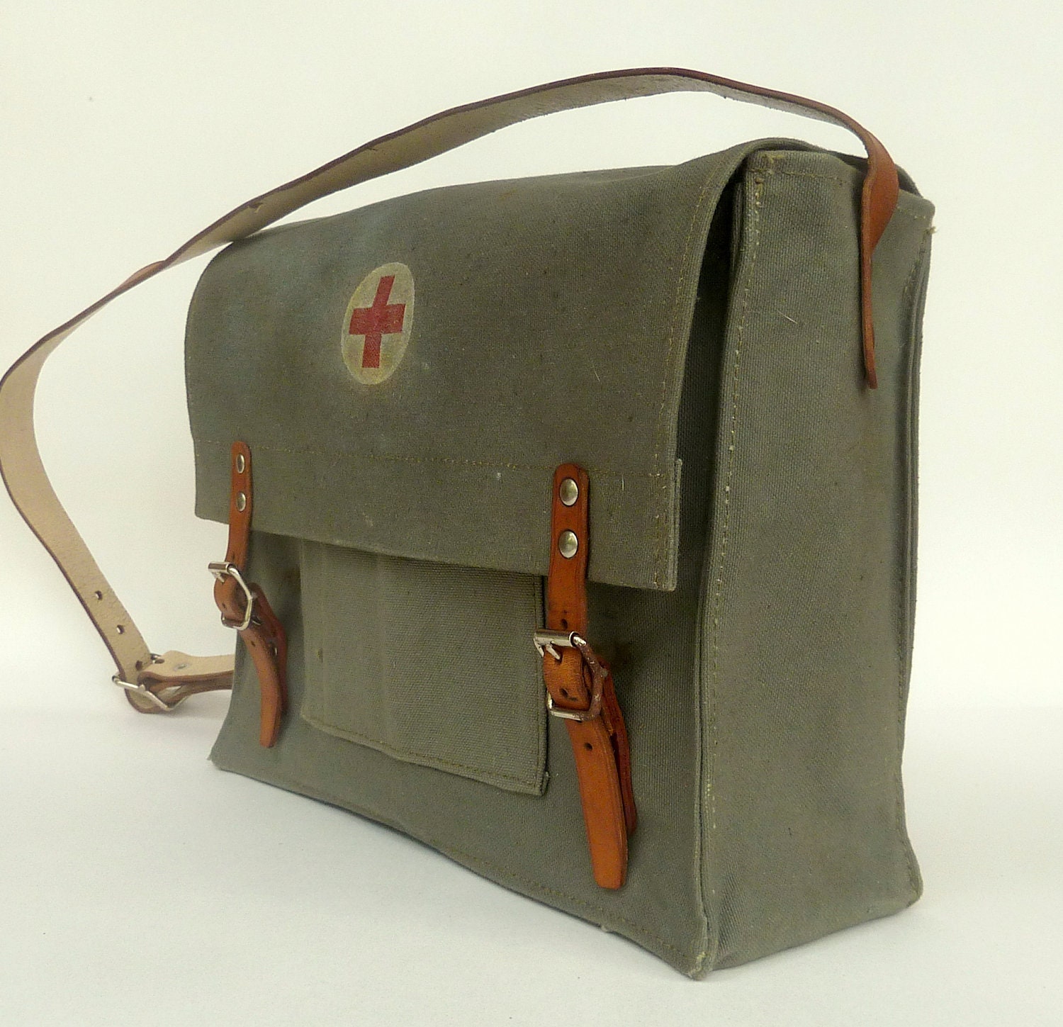Vintage European Military Red Cross Bag Messenger Bag