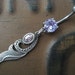Purple Sterling Silver 925- Amethyst Crystal Charm Dangle Navel Piercing Belly Button Ring Jewelry