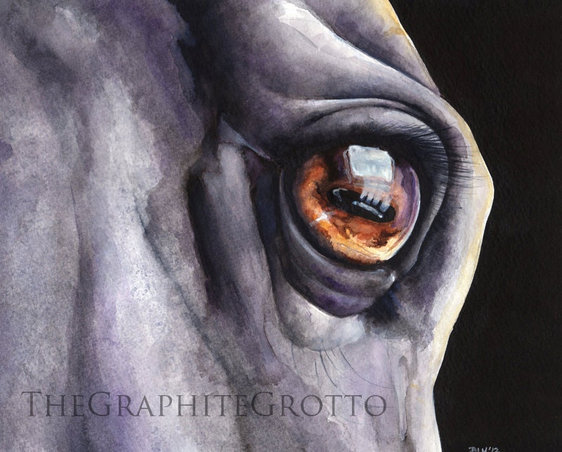 Items similar to Original Horse Eye Watercolor Painting "Through A