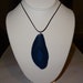 Large 3 Inch Blue Agate Geode Slice pendant on 18 inch leather cord