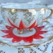 Vintage Teacup Tea Cup and Saucer Footed Orange Red and Gold