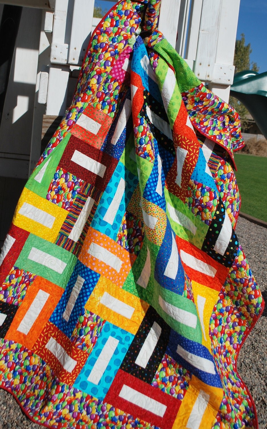 Twin bed quilt Bedding swirl quilting Bouncing by MonkeyMuffin