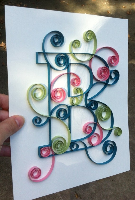 Quilled Monogram 8x10 B