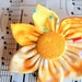 Yellow Fabric Flower Hair Clip with Glitter Button Top - Colors of the Rainbow - Kanzashi Flower