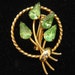 Vintage Green Rhinestone Floral Pin Brooch