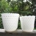 Vintage Pair Hobnail White Milk Glass Vase Planter Wedding Garden Table Setting
