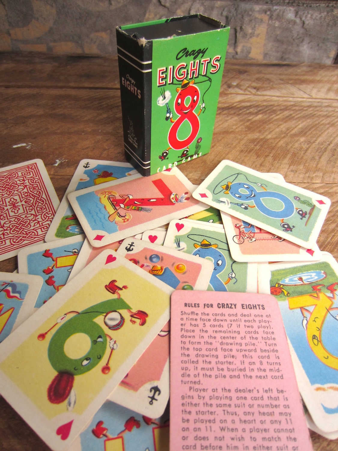 Vintage 1951 Crazy Eights Card Game Complete Set by Whitman