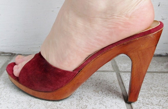Wooden Platform Peep Toes From Tapeet By Vicini vintage sculpted wood platform heels peep toe shoes 7 1 2 to 8 Wooden Platform Peep Toes From Tapeet By Vicini vintage sculpted wood platform heels peep toe shoes 7 1 2 to 8