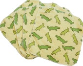 Crocodile Wipes- Set of 4 wipes - flannel and OBV - SOFT - 8x8 size