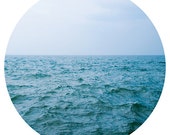 Beach photography beach photograph 12x12 nautical ocean landscape fine art round photo square print modern wall art light blue navy blue