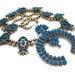Faux Squash Blossom Huge Statement Necklace - Massive Blue Faux Turquoise Pendant - Vintage 1970s Costume Jewelry