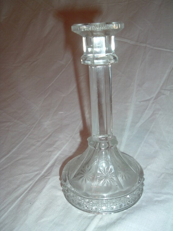 ANTIQUE cut glass candle holder