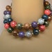 Vintage Necklace Chunky Bead Speckled Gold Black Jeweled Colors 30" Long 70s Statement