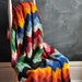 Vintage Afghan Blanket Rainbow Zig Zags Wool