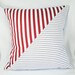 Pillow cover stripes red, white, blue, unique Nautical house decor, burgundy 18 inches, envelope back
