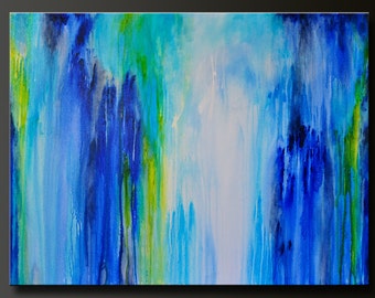 Downpour - 40 x 30 - Abstract Acrylic Painting - Huge Contemporary Wall Art- Drip - Large Modern