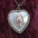 Mother Of Pearl Sterling Silver Marcasite Miraculous Mary Religious Heart Pendant Medal