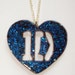 Blue glitter One Direction 1D heart necklace