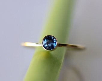 Blue Sapphire 14K Gold Ring, Gemstone Ring, Stacking Ring - Made To Order