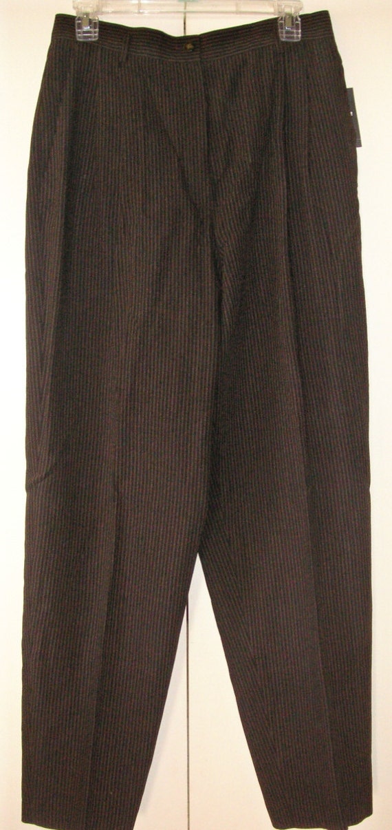 Womens ladies Liz Claiborne dark brown pinstripe dress pants