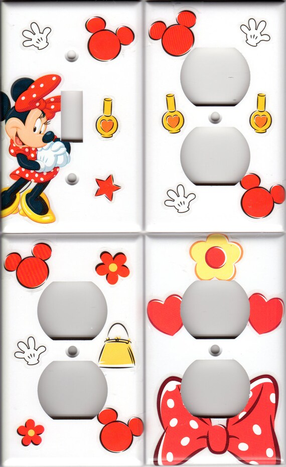 Items similar to MINNIE MOUSE Light Switch and 3 Outlet Plate Covers Set DIY Mickey Mouse Disney